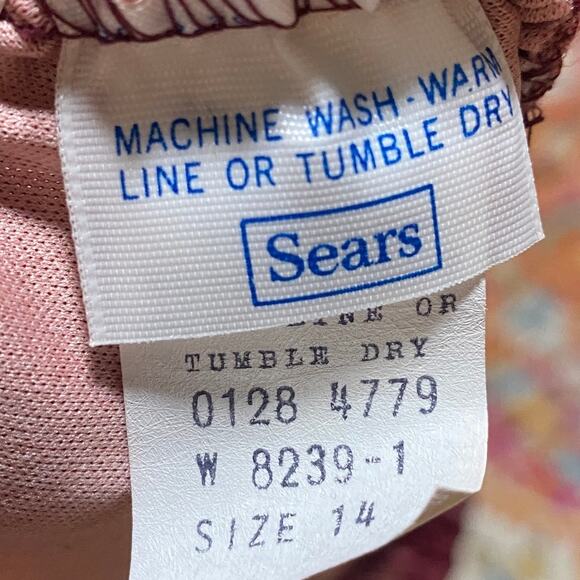 Vintage 70s Floral Print Matching Skirt Set Button Neck Tunic Midi Maroon Small - Picture 9 of 12